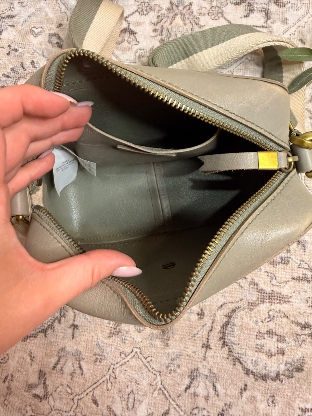 Madewell Transport Camera Bag Forgotten Landscape Leather Crossbody Gray - Picture 5 of 10